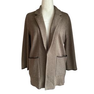 J.Crew Herringbone Knit Blazer Jacket Merino Wool Blend Size Small Academia